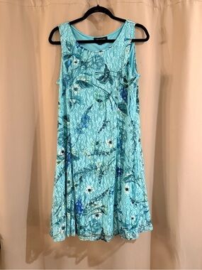 Perceptions Sleeveless Aqua Floral A-Line Dress